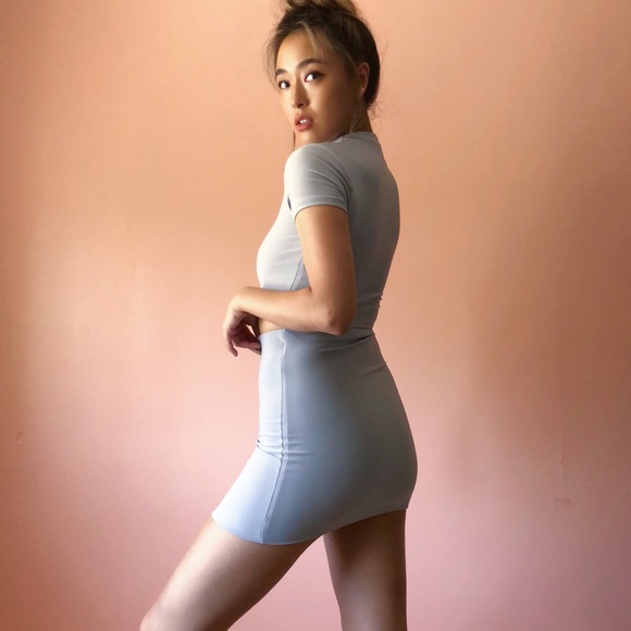 Silver Mock Neck Skirt Set - Picture 2 of 2